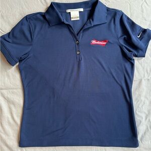EUC-Ladies Nike Golf Polo-Size Medium-Navy with Budweiser Logo